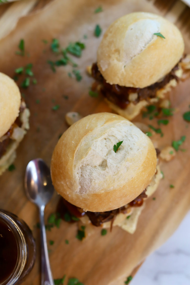 Easy French Onion Soup Sliders with Pot Roast Slice of Jess