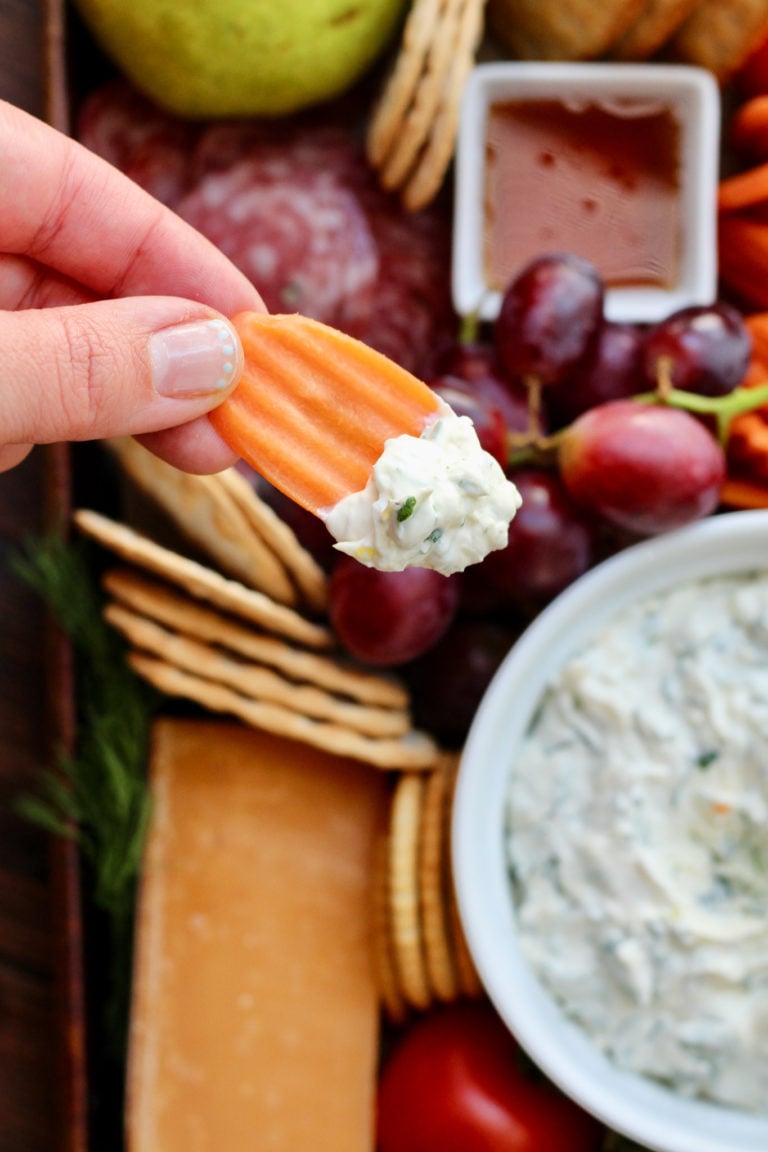 Fresh Herbs and Cream Cheese Veggie Dip Slice of Jess