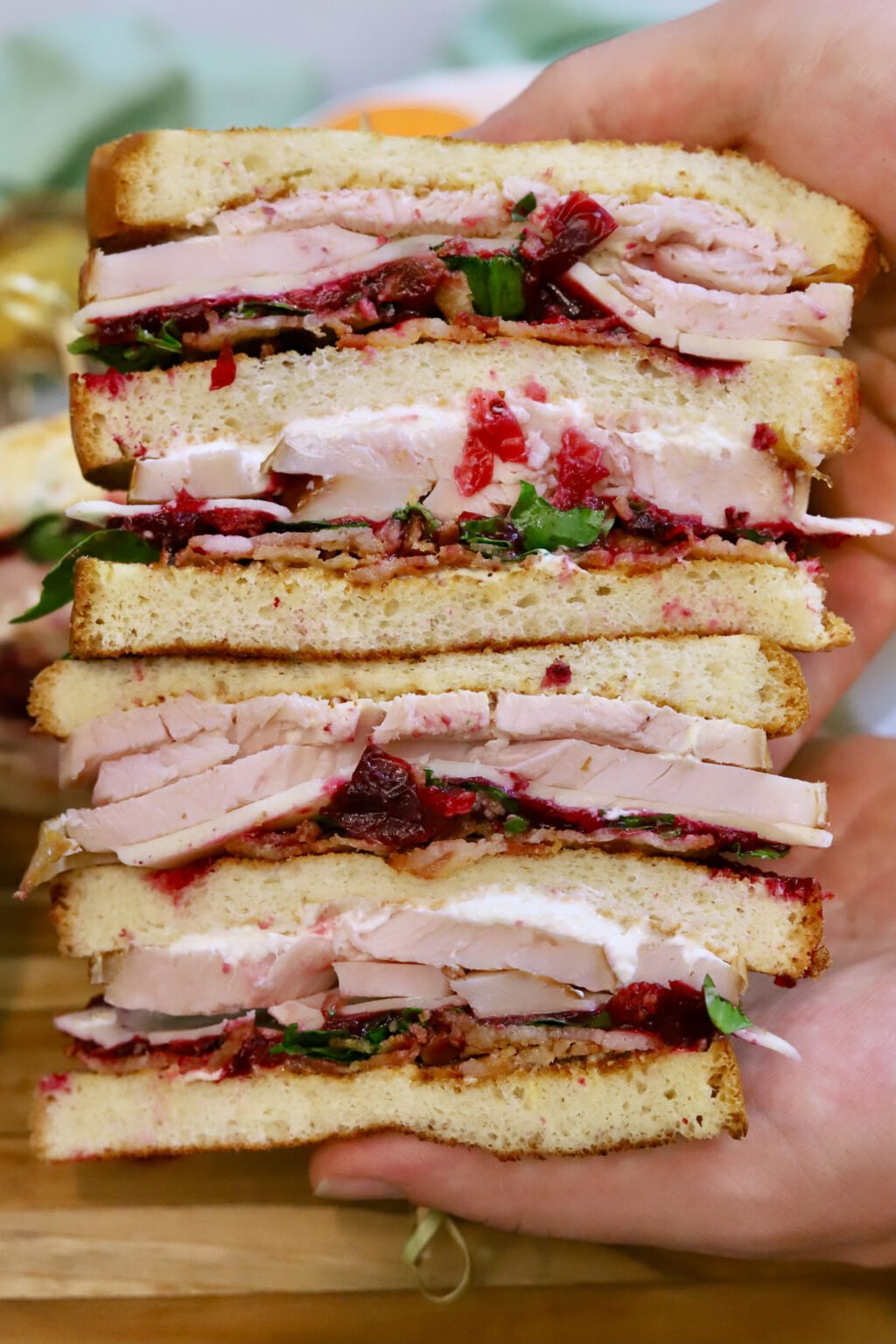 UnhingeYourJaw Triple Decker Turkey Club Sandwich Slice of Jess