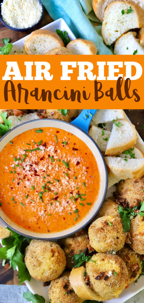 Air Fried Arancini Balls with Creamy Red Pepper Sauce - Slice of Jess