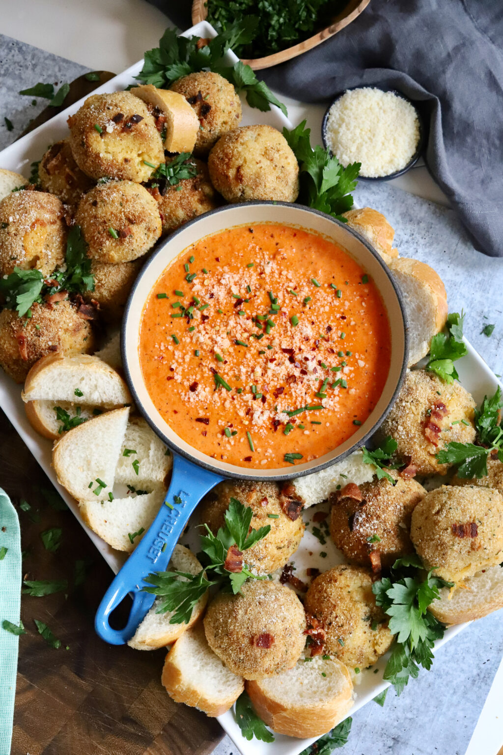 Air Fried Arancini Balls with Creamy Red Pepper Sauce Slice of Jess