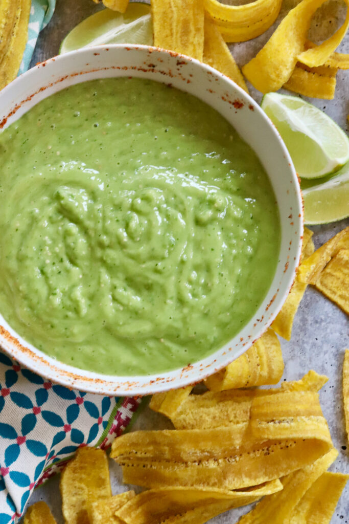 Creamy Tomatillo Salsa Verde With Avocado Slice Of Jess