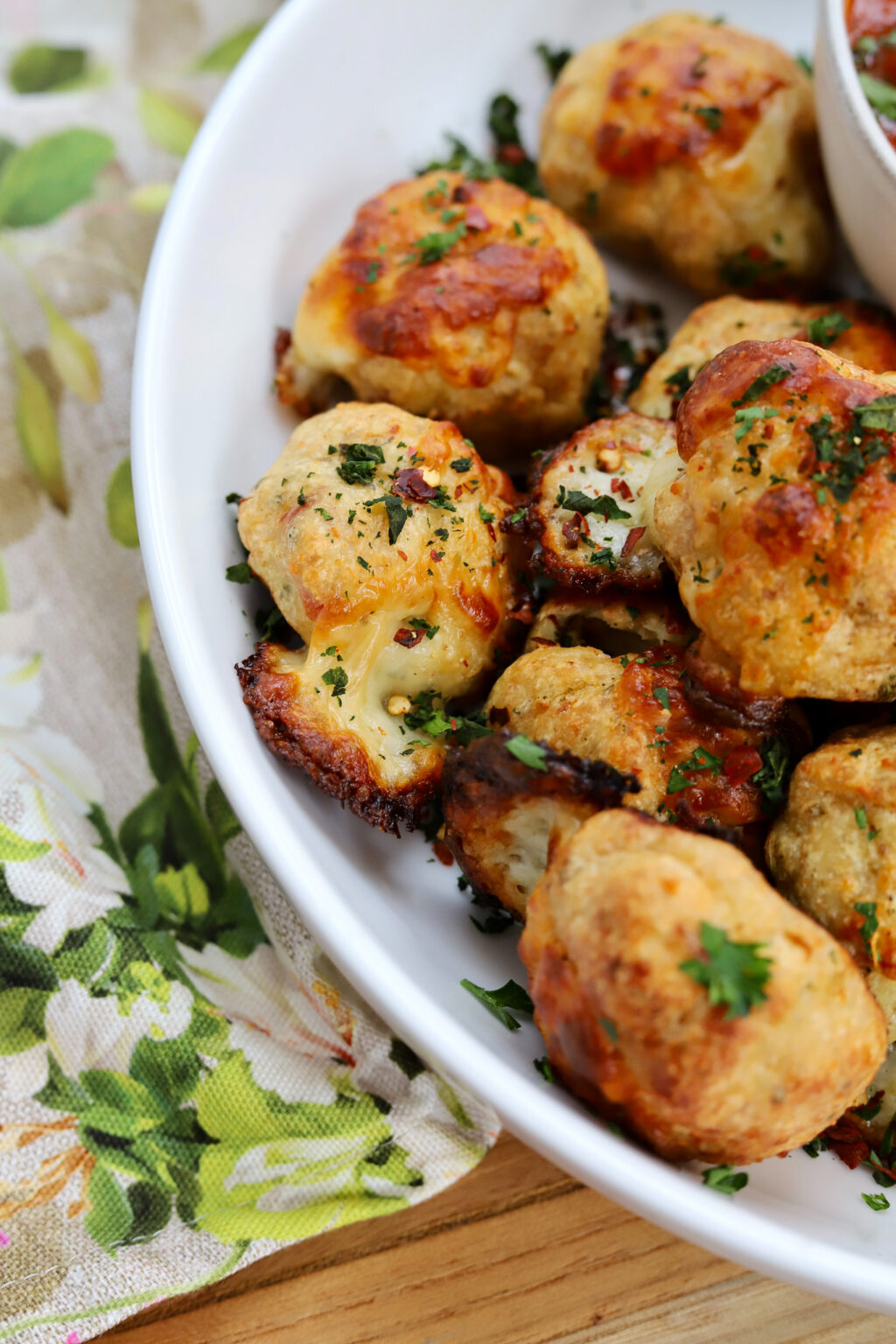 Cheese-Stuffed Pizza Ground Chicken Meatballs - Slice of Jess