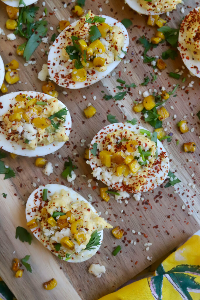 Mexican Street Corn Deviled Eggs With A Korean Twist - Slice Of Jess