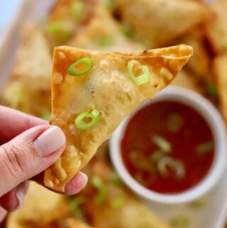 Chicken Rangoon with Green Onions and Sweet Chili Sauce